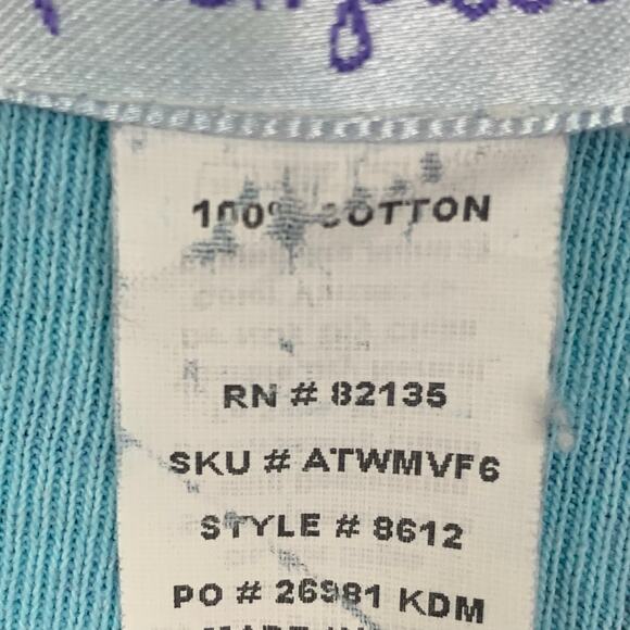 Vtg Fresh Produce Top Womens XXL Blue 3/4 Sleeve Pullover Wildflower V Neck - Picture 8 of 8